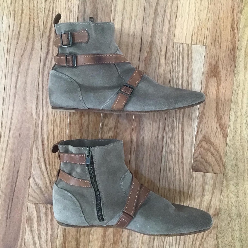 H By Hudson Freya Flat Strap Suede Booties -Inspired By Vivienne Westwood Pirate